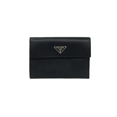 Pre-owned Prada Black Leather Wallet (tri-fold) ()