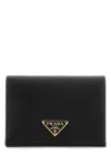Prada Textured Wallet Cardholder Fold Over Design In Black