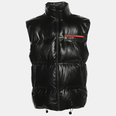 Pre-owned Prada Black Light Re-nylon Down Vest Xxl