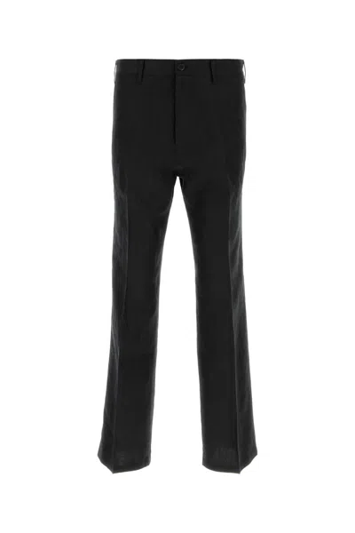 Prada Linen Tailored Pants Belt Loops Pockets In Black