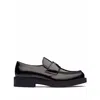 Prada Triangle Logo Brushed Leather Loafers In Black
