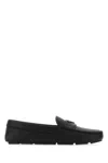 Prada Black Leather Shoes With Rounded Toe In Black