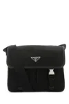 Prada Black Logo-applique Messenger Bag In Black