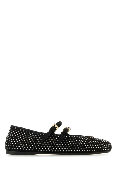 PRADA BLACK LOGO BALLET FLATS