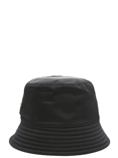 PRADA WOMEN BLACK LOGO BUCKET HAT, S LUXURY HATS FOR WOMEN DARVEYS