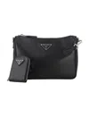 Prada Mens Black Logo-plaque Saffiano-leather Shoulder Bag In Black