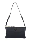 Prada Logo Small Leather Shoulder Bag In Black