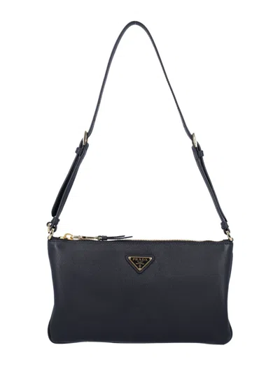 PRADA BLACK LOGO CROSSBODY BAG