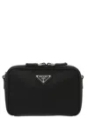 Prada Brique Re-nylon And Saffiano Leather Bag In Black