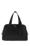 Prada Leather Handbag With Structured Shape And Top Handles In Black