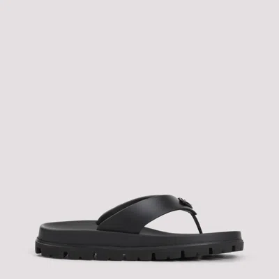 PRADA WOMEN BLACK RUBBER SANDALS, 5.5 LUXURY SANDALS & FLOATERS FOR WOMEN DARVEYS