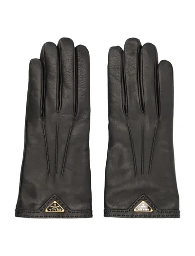 Prada Black Logo Gloves