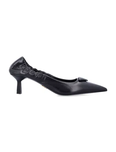 PRADA BLACK LOGO HEELS