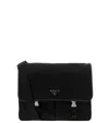 Prada Black Logo Large Messenger Bag In Black