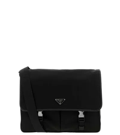 Prada Black Logo Large Messenger Bag