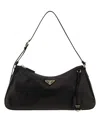 Prada Shoulder Bag Smooth Finish Adjustable Strap In Black