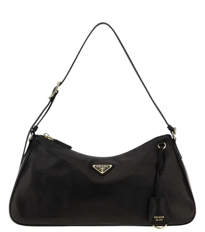 PRADA BLACK LOGO LARGE SHOULDER BAG