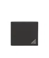 Prada Triangle Logo Saffiano Leather Wallet In Black