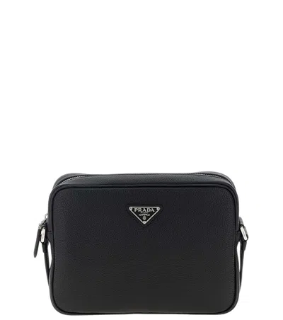 Prada Black Logo Medium Messenger Bag