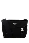 Prada Black Logo-patch Crossbody Bag In Black