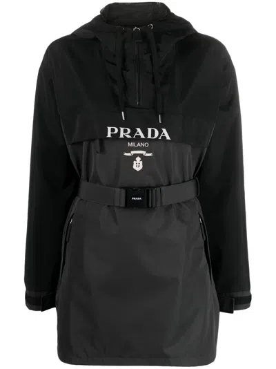 Prada Logo Detailed Hooded Jacket In Default Title