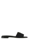 Prada Raffia And Leather Slippers In Black