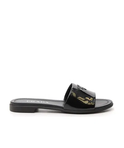 Prada Black Logo Sandals