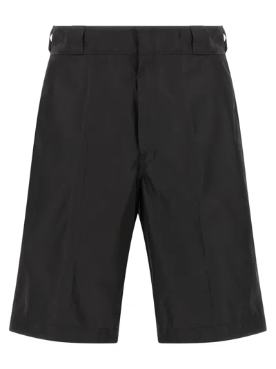 Prada Black Logo Shorts In Gray