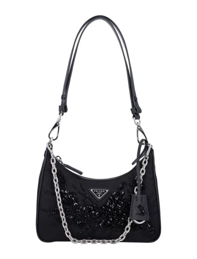 PRADA BLACK LOGO SHOULDER BAG