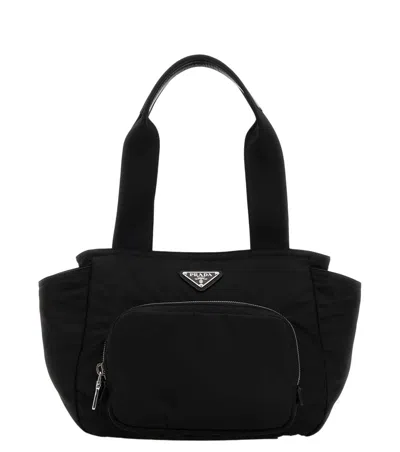 PRADA BLACK LOGO SMALL TOTE