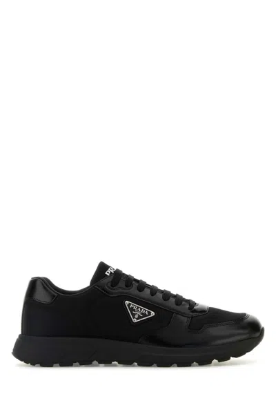 PRADA MEN BLACK LOGO SNEAKERS, 8.5 LUXURY SNEAKERS FOR MEN DARVEYS