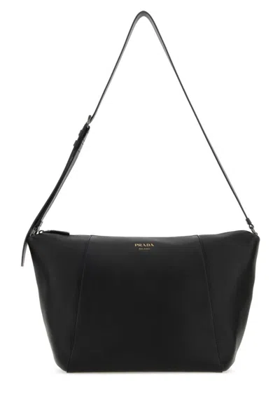 PRADA BLACK LOGO-STAMP CROSSBODY BAG