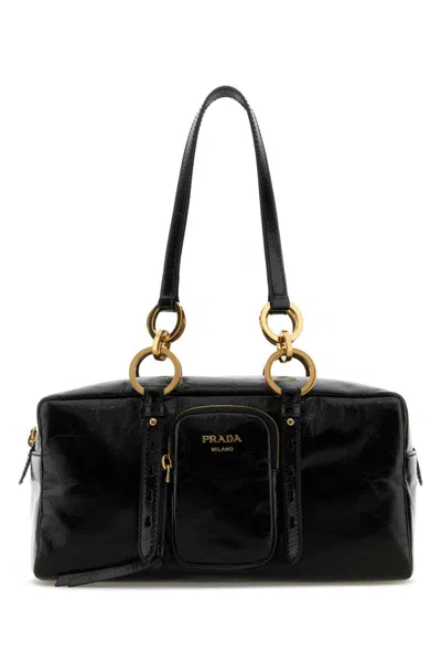 PRADA BLACK LOGO TOTE
