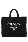Prada Women Black Raffia Shopping Bag In Black