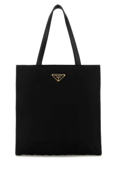 Prada Black Logo Tote In Brown