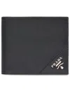 Prada Logo-plaque Saffiano Leather Wallet In Black