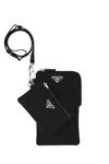Prada Black Nylon Phone Case In Black