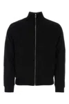 Prada Stretch Wool Blend Cardigan With Front Pockets In Black