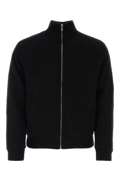 PRADA BLACK LOGO WOOL CARDIGAN