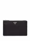Prada Black Logo Wristlet In Black