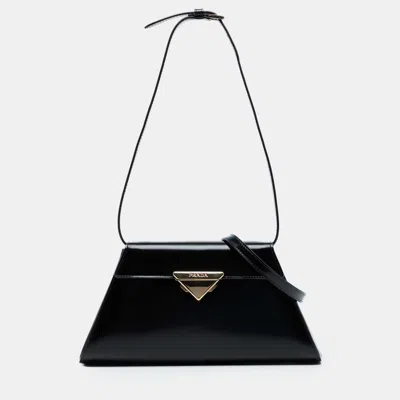 Pre-owned Prada Black Medium Brushed Leather Satchel