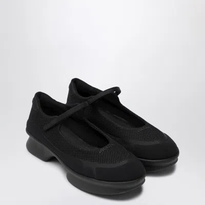 Prada Wavy Mesh Platform Ballerina Shoes In Black