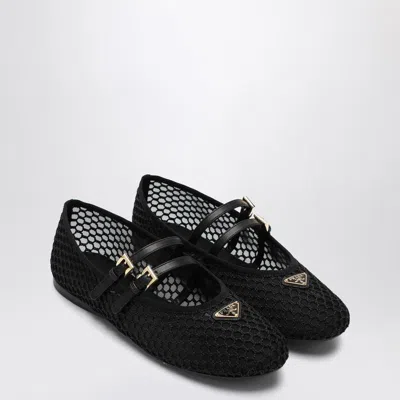 Prada Black Mesh Ballerina With Triangle Logo