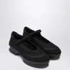 Prada Mesh Upper Round Toe Rubber Sole Ballerinas In Black