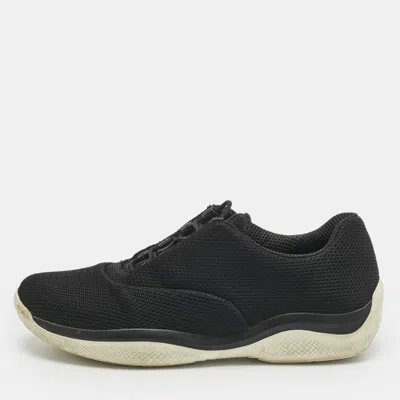 Pre-owned Prada Black Mesh Slip On Sneakers Size 38
