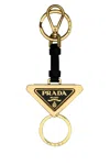 Prada Black Metal And Leather Key Ring
