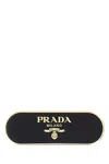 Prada Hair Clip Metal Rectangular Shape In Nero1