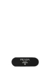 Prada Enameled Hair Clip With Logo In Black