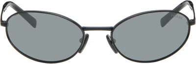 Prada Black Metal Oval Sunglasses