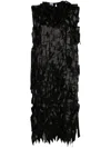 Prada Ribbon Detail Belted Midi Dress In Black